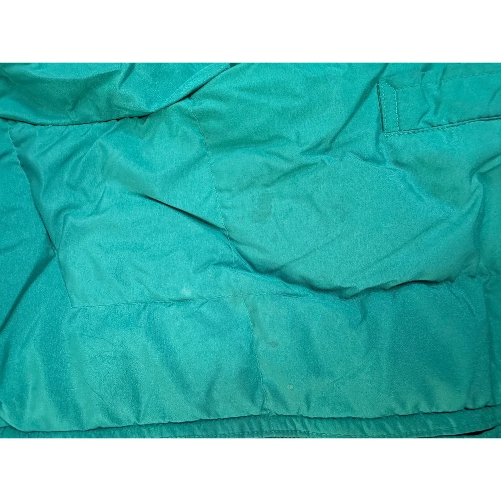 Vintage Comfy Down Puffer Jacket Womens 10 Teal Green USA Made 90s Southwestern